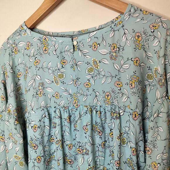 Ann Taylor LOFT Floral Top Balloon Sleeve - Picture 9 of 10